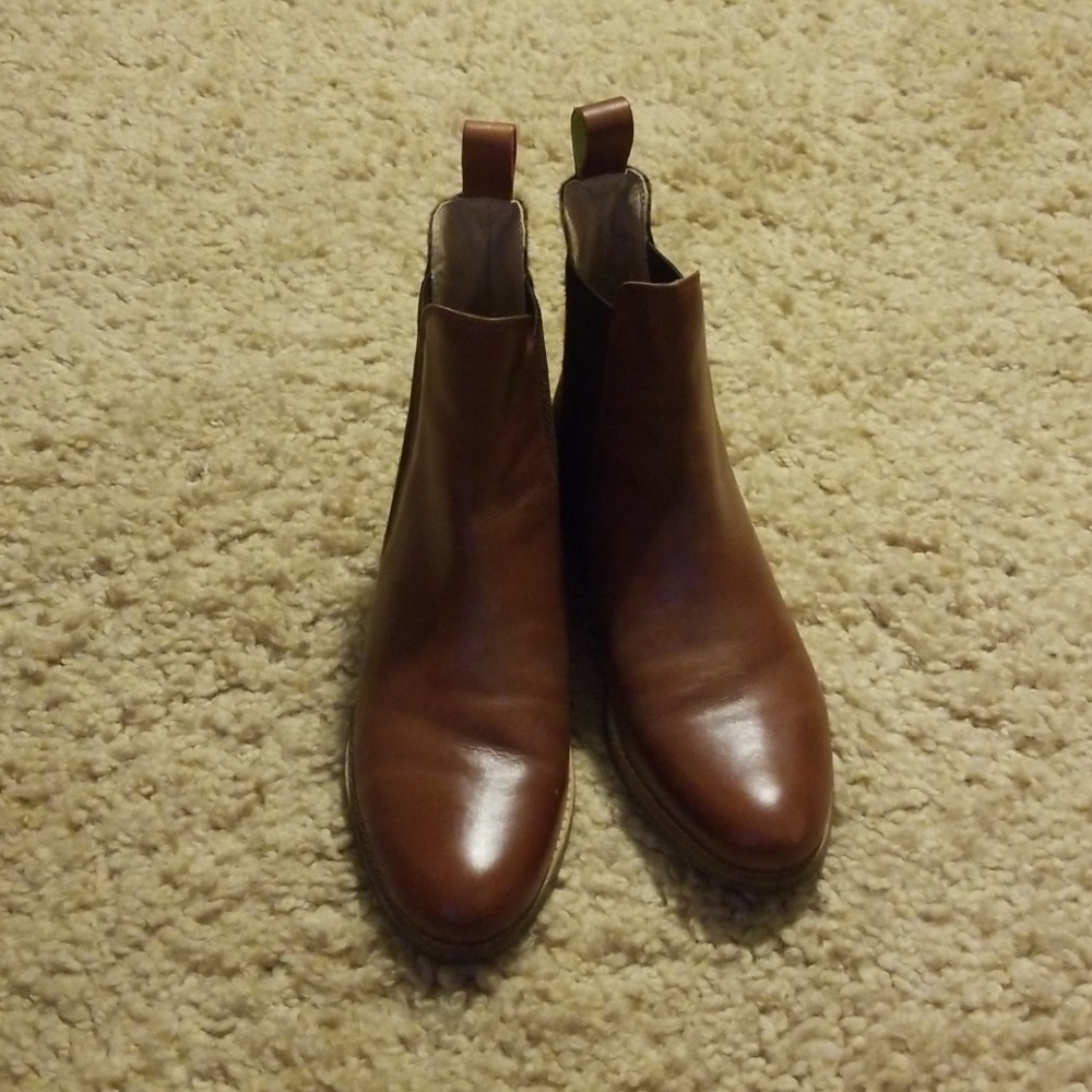 Joules cognac/leopard ankle boots.